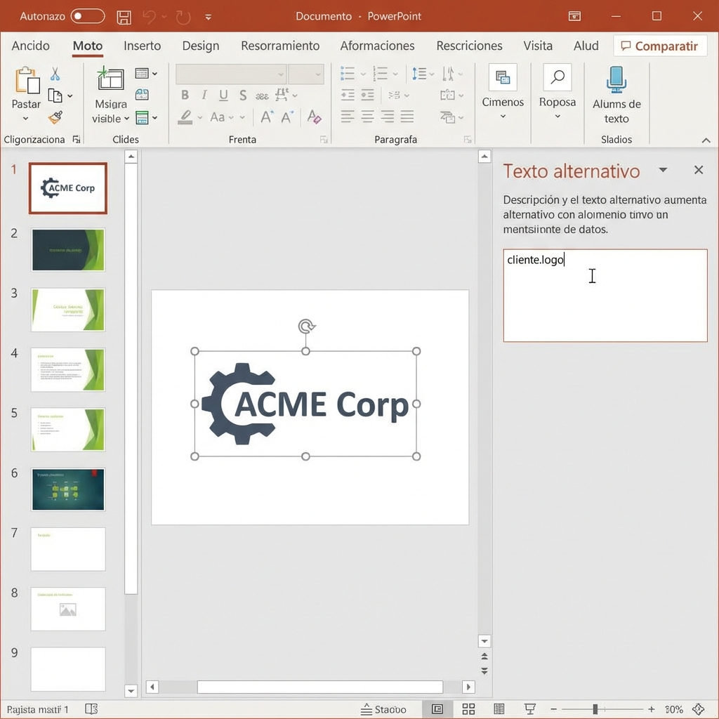 Panel de Texto Alternativo en PowerPoint