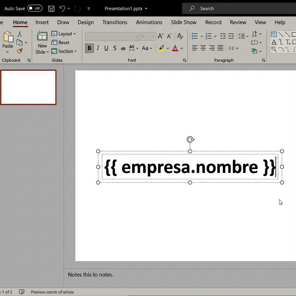 Ejemplo de reemplazo de texto en PowerPoint